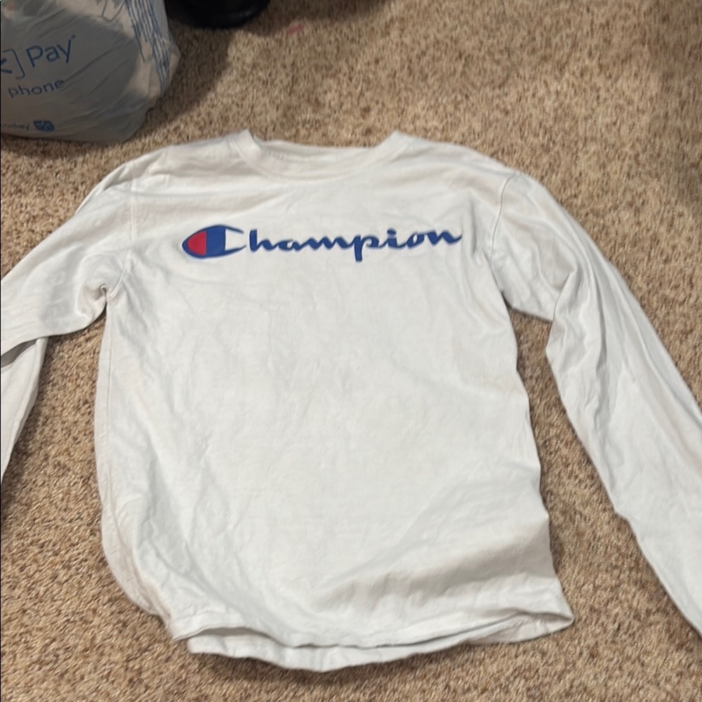 Champion White Long Sleeve Tee Classic Style